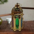 thumbnail image 2 of Farol de vela colgante, portavelas decorativo de metal estilo vintage para exteriores Oro colorido09, 2 of 9
