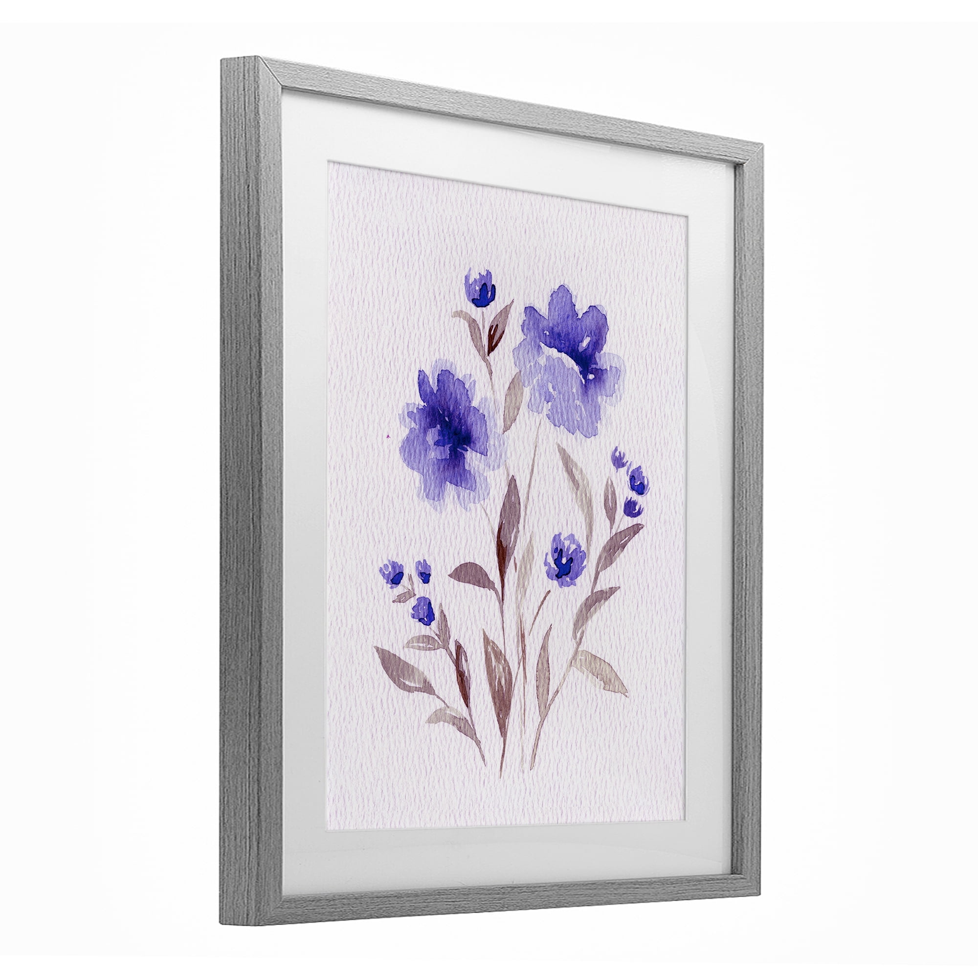Stupell Industries Blooming Purple Flowers Gray Framed Print Under Glass, design by Leah Noel Art