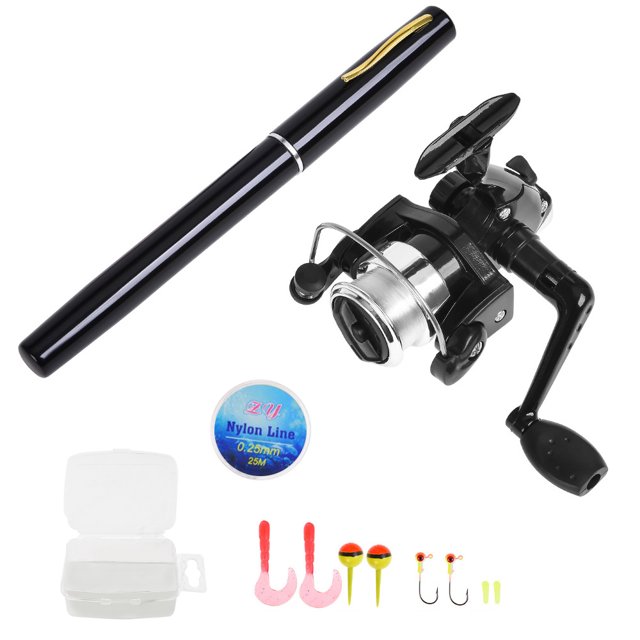 Pen Fishing Rod and Reel Combo Set Mini Telescopic Pocket Fishing Rod Spinning Reel Fishing Line Soft Lures Baits Jig Hooks