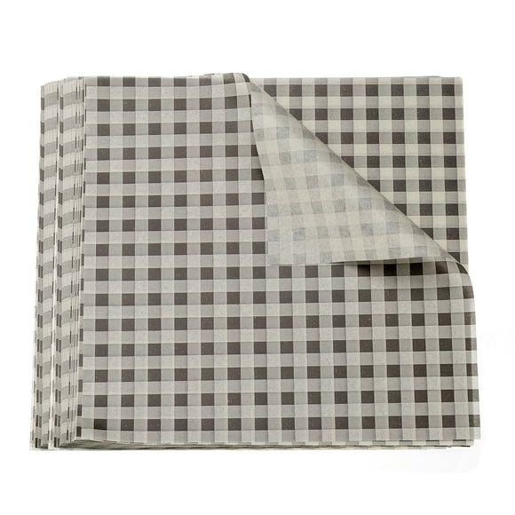 Uxcell 200pcs Square Checkered Wax Paper Sheets 8.66" x 8.66" para papel de hornear sándwich, marrón
