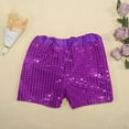 thumbnail image 4 of Girls' Pants Toddler Kids Baby Girls Boys Sparkly Sequins Elastic Waist Birthday Shorts Pants Party Shorts Athletic Shorts for Girl(Color:Purple,Size:5-6 Years), 4 of 7