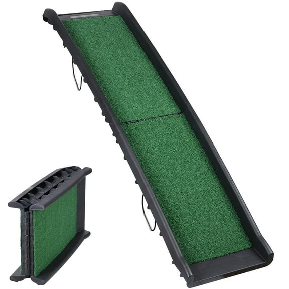 ZENY 61" Pet Ramp with Grass Padded Folding Portable Dog Ramp for Cars, SUV & Truck