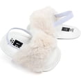 thumbnail image 3 of 2 Pack Infant Baby Girls Sandals Elastic Back Strap Flats Slippers Soft Toddles Princess Shoes Faux Fur Slides Shoes First Walker House Shoes, 3 of 7