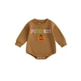 thumbnail image 2 of Musuos Baby Girls Casual Romper 3 6 12 18 Months Long Sleeve Crewneck Letter Pumpkin Embroidery Halloween Clothes Tops, 2 of 8