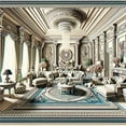thumbnail image 6 of Ambesonne Classic Duvet Cover Set, Ritzy Room Posh Scene Print, Queen, Coconut and Sea Blue, 6 of 6