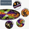 thumbnail image 4 of Halloween Round Fitted Tablecloth, Elastic Edge Stretch Fabric Table Cover, Spooky Pumpkin Ghost Black Cat Print Tablecloth, Washable Non Slip Circular Table Topper for Dining and Holiday Party, 4 of 7
