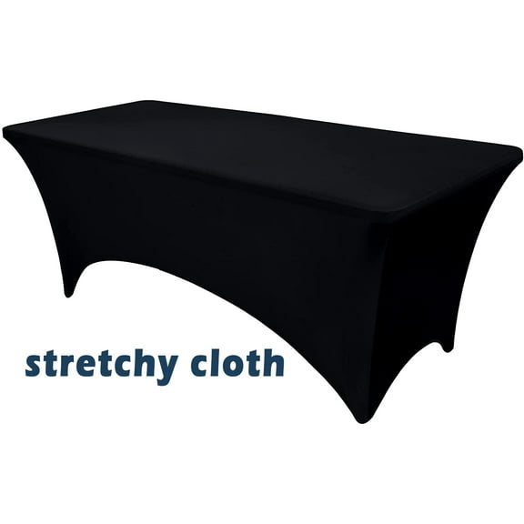 Dailiwei Spandex Table Cloth for Rectangle Tables Fitted Stretch Table Cover Black Tablecloth