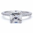 thumbnail image 2 of HeartsAndYou 1.3ct Asscher Moissanite Engagement Ring for Women Round Accent Solitaire 18k White Gold Over Silver, 2 of 9