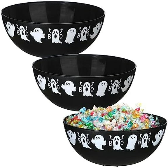 3 Pcs Halloween Candy Bowl Plastic Trick Treat Candy Bowls Halloween Party Supplies Large Party Plastic Serving Tableware Holders(Ghost)