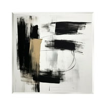 Stupell Industries Black Brush Strokes Abstract Painting Unframed Art Print Wall Art, 12 x 12