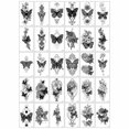 thumbnail image 1 of Pegatina de tatuaje temporal con diseño de flor y dibujo de mariposa con sentido avanzado, color blanco y negro, para cubrir cicatrices y rosas, 1 of 6