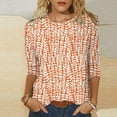 thumbnail image 2 of Pompotops Mode Femme Col Rond T-Shirt Manches 3/4 Blouse Imprimée Hauts Chandail en Molleton Liquidation, 2 of 4