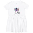 thumbnail image 3 of Inktastic Little Sister Unicorn Lil Sis Girls Toddler Dress, 3 of 5