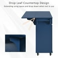 thumbnail image 6 of 53.2'' Kitchen Island with Drop Leaf, Kitchen Storage Cart with Spice Rack, Towel Rack and 2 Drawers, Rolling Kitchen Island on Wheels with Adjustable Shelves for Kitchen, Dining Room, Navy Blue, 6 of 7