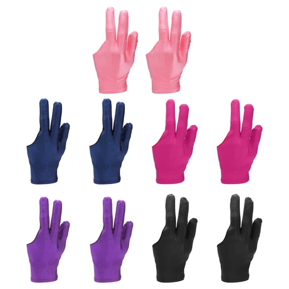 Uxcell Three Fingers Pool Gloves, Billiards Left Hand Cue Sport Glove 10 Pcs & 5 Colors-Fitting for Women Men Billiard Shooter Carom Pool Snooker Cue Sports Accessories