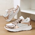 thumbnail image 5 of HTHLVMD Women's Lace Platform Sneakers, Fashion Breathable Walking Shoes, Women's Lace Up Fashion Casual Sneakers Low Top Walking Shoes Platform Comfort Non Slip Tennis Shoes, Gold 5.5, 5 of 6