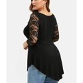thumbnail image 2 of Women's Plus Size Floral Lace Tops Asymmetric Swing Tunic Causal O-Neck T Shirt, 2 of 2
