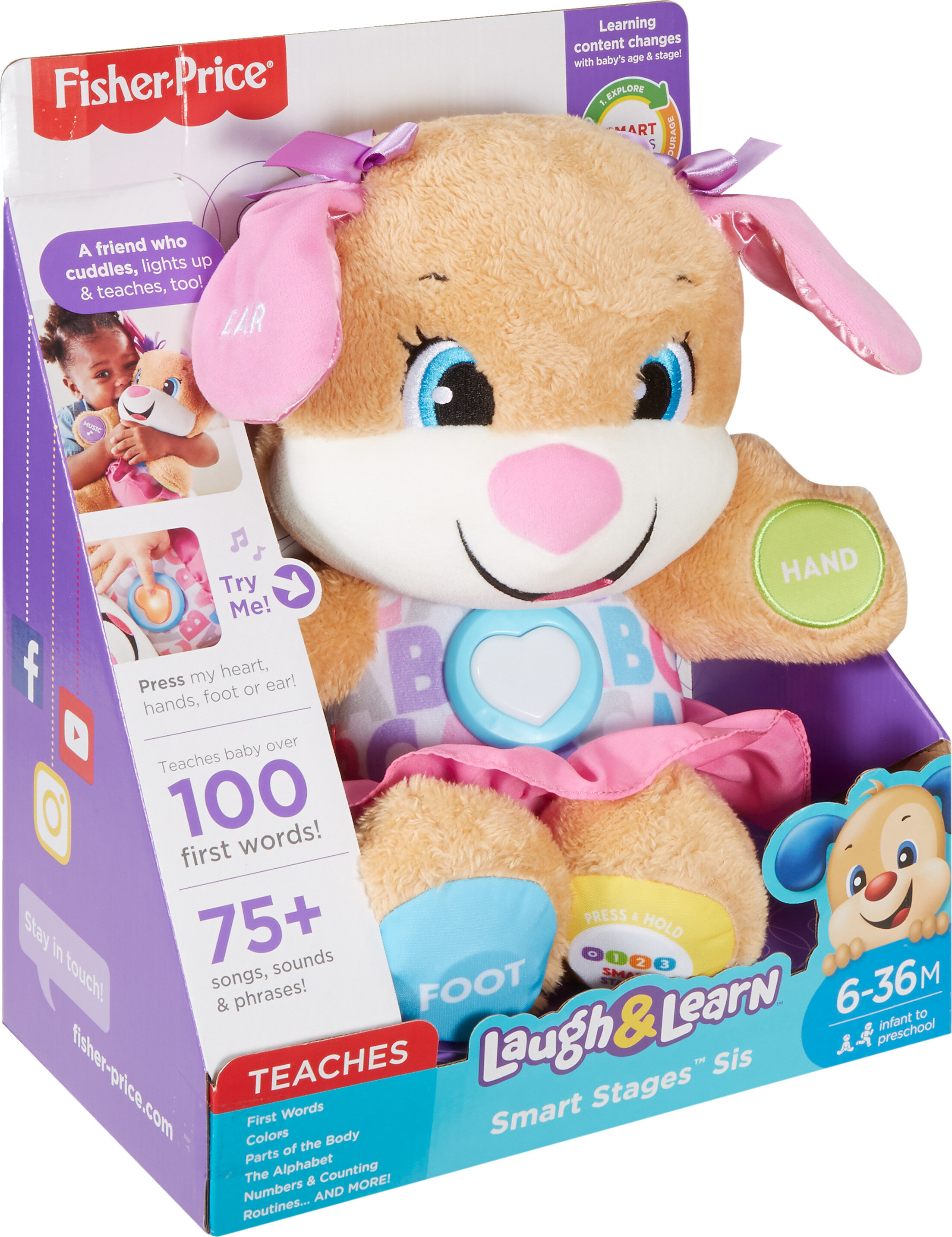 Fisher-Price Laugh & Learn Smart Stages Sis Puppy Plush Learning Toy for Baby, Infants and Toddlers, 6 months and up - image 7 of 8