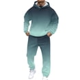 thumbnail image 2 of CharmCyan Men's Casual And Personalized Printed Long-sleeved Hooded Sweatshirt, Men's Sports Sweatshirt And Sweatpants Two-piece Set Light Green L, 2 of 2