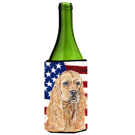 

Cocker Spaniel Buff Usa American Flag Wine bottle sleeve Hugger - 24 oz.