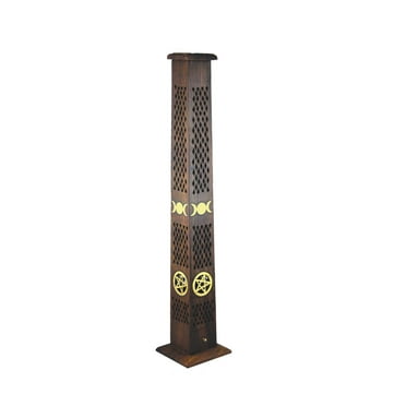 Large Pentacle 19 inch Carved Wooden Incense Burner Tower