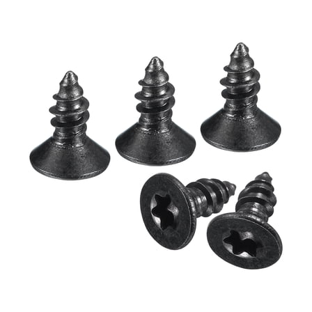 #8 x 3/8-inch Flat Head Torx/Star Wood Screws, 50 Pcs 304 Stainless Steel, Full Threaded, Black Coated, Fit T20 Bit