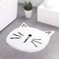 thumbnail image 4 of Alfombra de baño absorbente suave y antideslizante con diseño de gato de dibujos animados, para entrada de sala de estar, color blanco, felpudo antideslizante para baño, 60 x 60 cm, 4 of 5