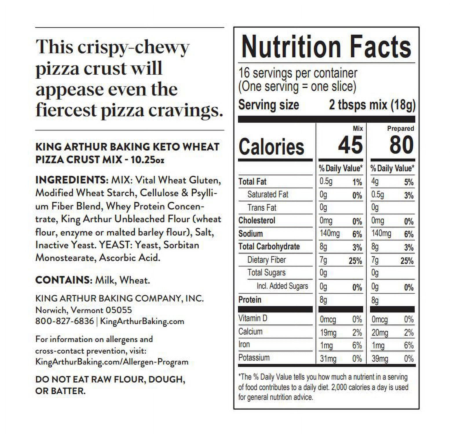 (4 pack) King Arthur Baking Company, Low-Carb and Keto Friendly Pizza Crust Mix, 10.25 oz Box