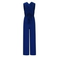 thumbnail image 4 of HOMBOM Blue Jumpsuits for Women Dressy Short Sleeve Solid Color V-neck Straight-leg Jumpsuit XL, 4 of 7