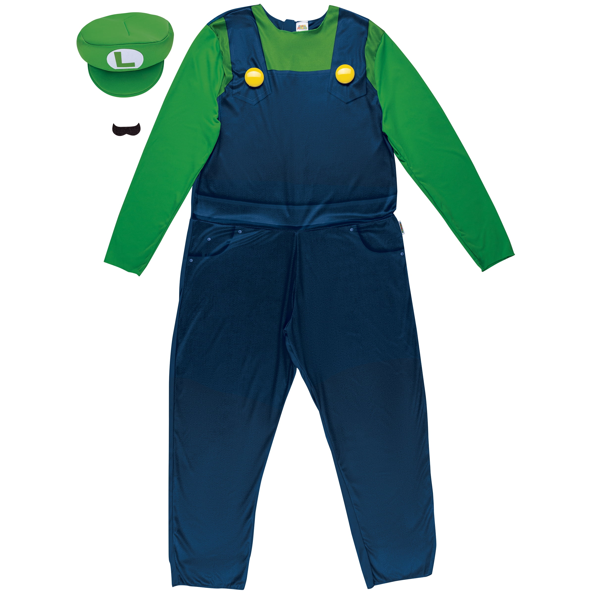 Nintendo Super Mario Bros. Luigi Halloween Costume for Adults, Mens Size L (36/38), by Disguise