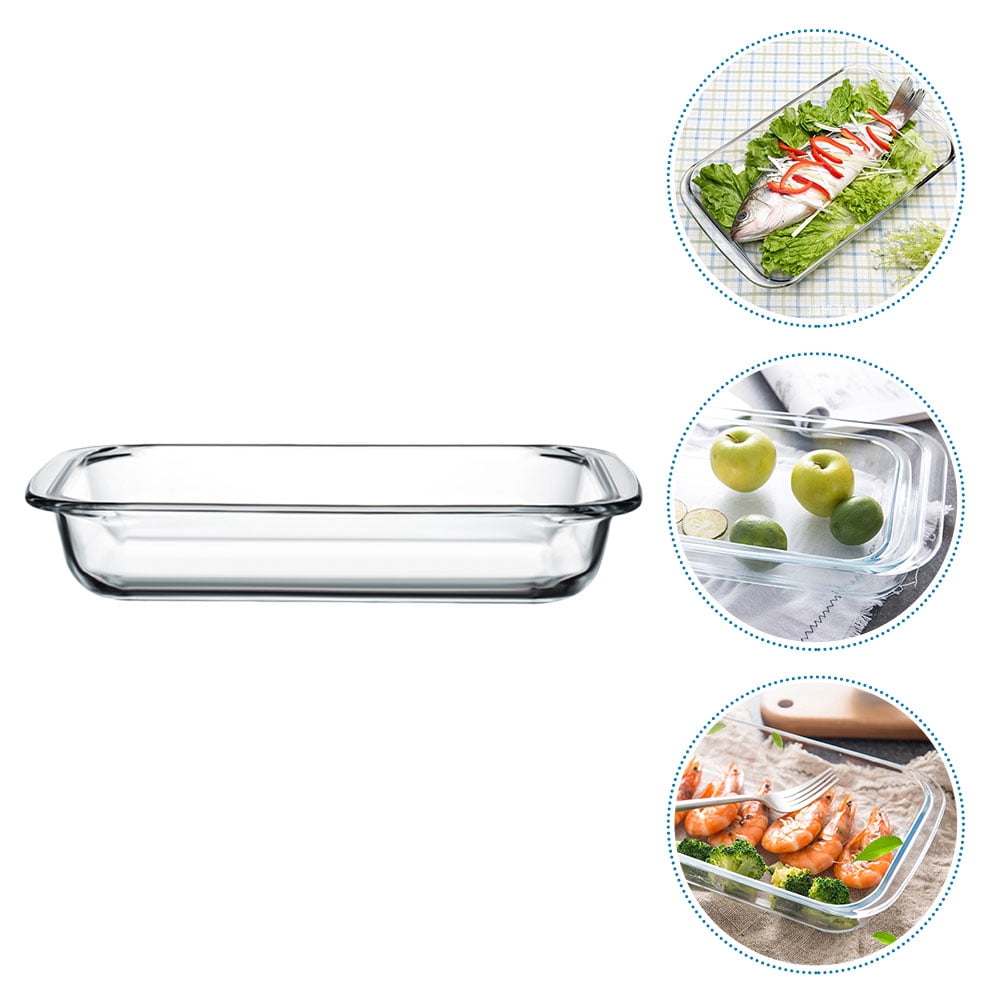NUOLUX Glass Dish Roasting Pie Pan Baking Lasagna Salad Dishes Dessert Plates Tray Casserole Rectangular Plate Oblong Bakeware