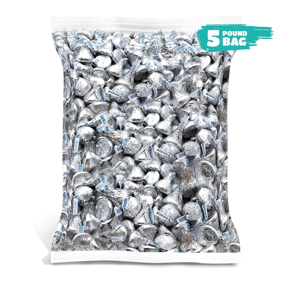 Hershey's Kisses - Mix Milk Chocolate, Dark Chocolate Kisses - Purple Foils, Silver Foil, Candy Bulk (Pack of 2 Pound)