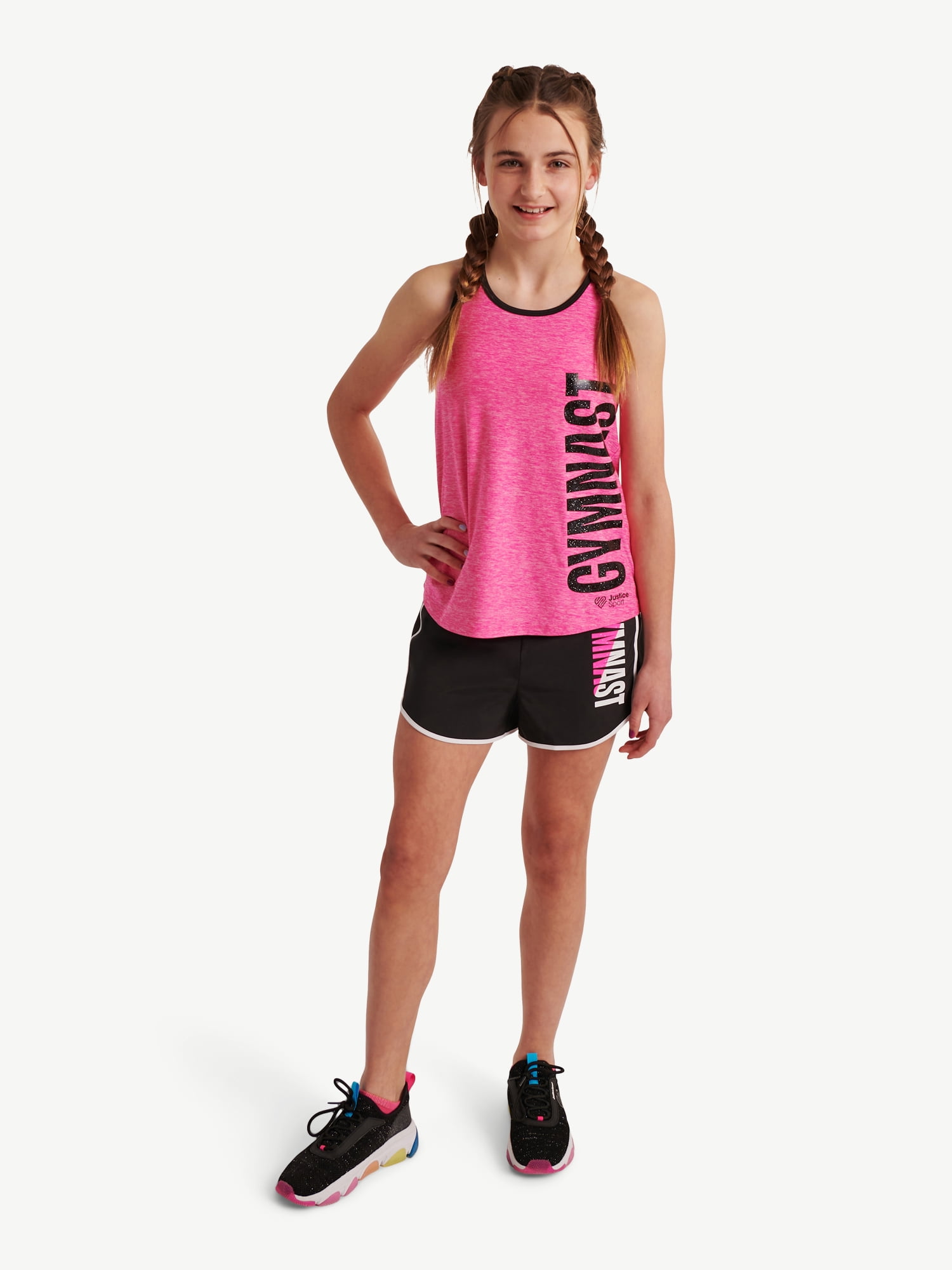 Justice Girls Active Tank, Short, and Legging, 3-Piece Outfit Set, Sizes XS-XLP