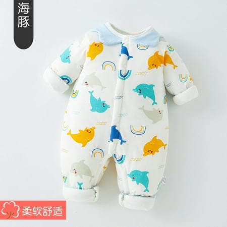 

QWZNDZGR Baby Warm One-Piece Clothes Pure Cotton Thickened Cotton Jacket Winter Clothing Baby Romper Spring And Autumn Outside Newborn Sleeping Bag
