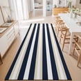 thumbnail image 3 of Hallway Runner Rug 2'x6', Khaki Navy Blue Striped Kitchen Runner Rugs Non-Slip Carpet Mats, Farmhouse Abstract Lines Art Bedside Rugs Runners Washable Floor Carpet for Bathroom Laundry Room, 3 of 8