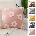 thumbnail image 1 of Funda de almohada de felpa | Funda de almohada decorativa de poliéster de 17.71x17.71 pulgadas | Funda de cojín decorativa para sofá y sofá | Azul Claro Rosa Café Gris Amarillo | Cremallera, 1 of 7