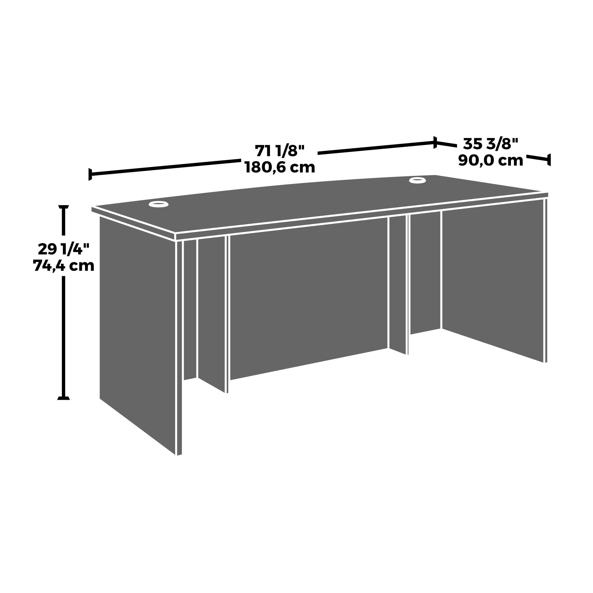 Sauder Affirm Engineered Wood Bowfront Executive Desk in Noble Elm/Brown