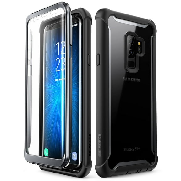 Samsung Galaxy S9 Plus case, i-Blason Ares Full-body Rugged Clear Bumper Case Without Built-in Screen Protector Black