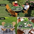 thumbnail image 4 of Golf Balls Round Tablecloth for 36-44 Inch Tables, Fitted Table Cover with Elastic Edge, Green Sports Art Truck Brown Lattice Waterproof Outdoor Table Cloth Protector for Patio Garden Dinner Picnic, 4 of 9