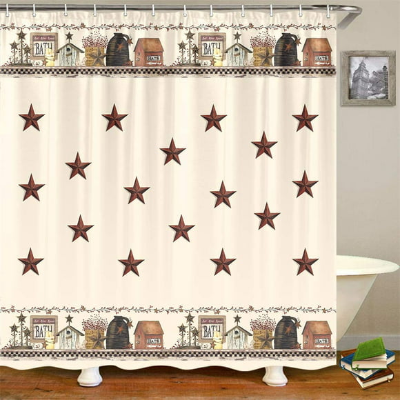 Primitive Shower Curtains Stars, Avanti Hearts And Stars Shower Curtain