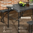 thumbnail image 4 of Outsunny HDPE Picnic Table Set with Beer Table & 2 Benches for 4, Dark Grey, 4 of 10