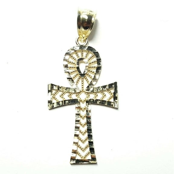 10k yellow gold Egyptian ankh cross pendant charm fine religious jewelry 1.9g