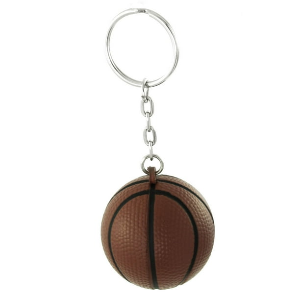 Brown Basketball Pendant Keyring Keychain Silver Tone