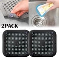 thumbnail image 1 of Drain Filter 2 Pack Shower Sink Cover With Suction Cup Kitchen Bathroom Universal Anti-Clog Protector Tub Hairpin,Black, 1 of 9