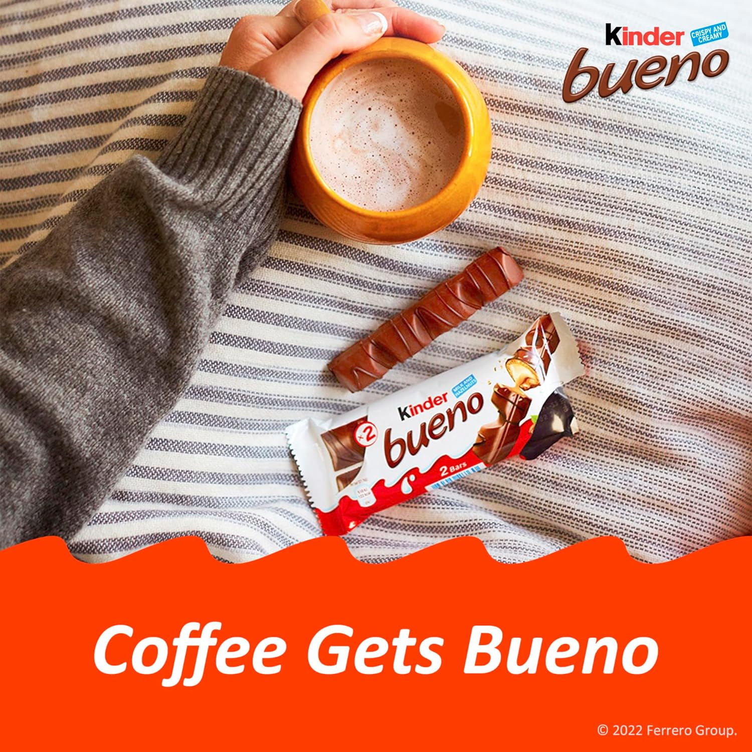 Kinder Bueno, Bulk 20 Pack, Milk Chocolate And Hazelnut Cream, Holiday Gift And Stocking Stuffer, 2. Individually Wrapped Chocolate Bars Per Pack, 30 Oz.