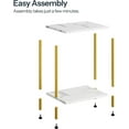 thumbnail image 6 of End Table, Small Side Table, Nightstand with 2-Layer Storage Shelves, Sofa Table for Small Spaces, Living Room, Bedroom, Stable Frame, Easy Assembly, Gold and Marble, 6 of 18