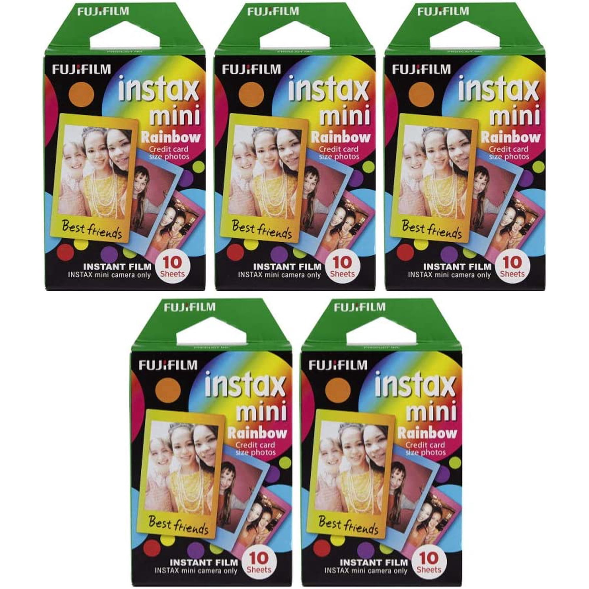 Fujifilm Instax Mini Instant Rainbow Film Bundle with 50 Film Sheets