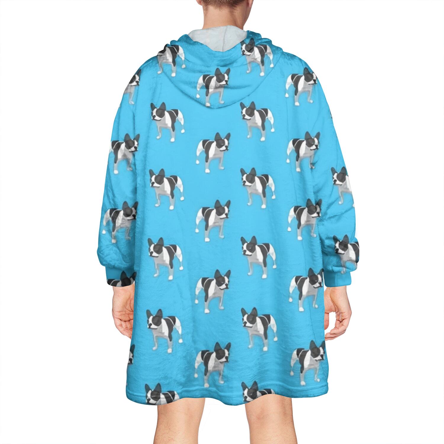French Bulldog Wearable Oversized Blanket,Wearable Blanket Hoodie for Adults,Cozy Hooded Blankets with Super Pockets,Super Warm Fuzzy Pullover for Women & Men