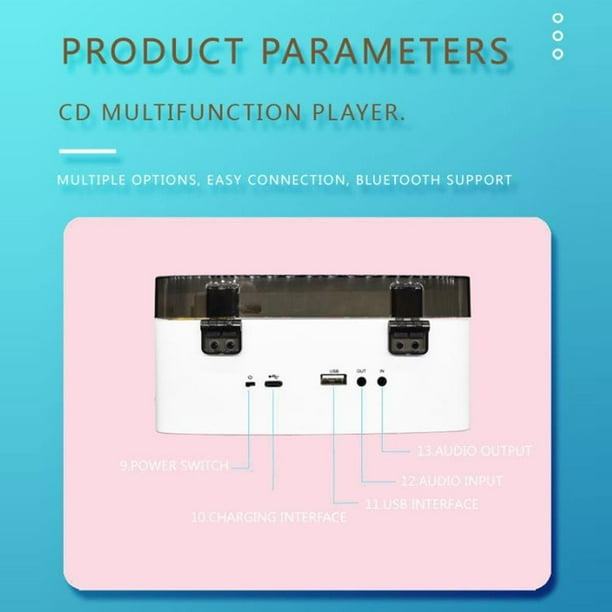 Reproductor de CD de 5V 2A Reproductor de audio Reproductor de DVD compatible con Bluetooth con control remoto