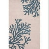 Contemporary Coastal Pattern Ivory/Blue Wool Area Rug (2x3)